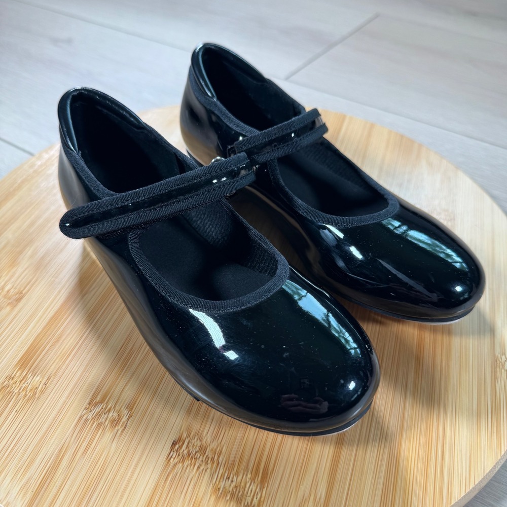 Stelle Girls Black Patent Tap Dance Shoes with Buckle Strap‎ - Kids Size 1